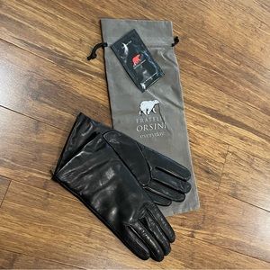 New Fratelli Orsini Everyday Leather Gloves Size 8 100% Cashmere Lining Black
